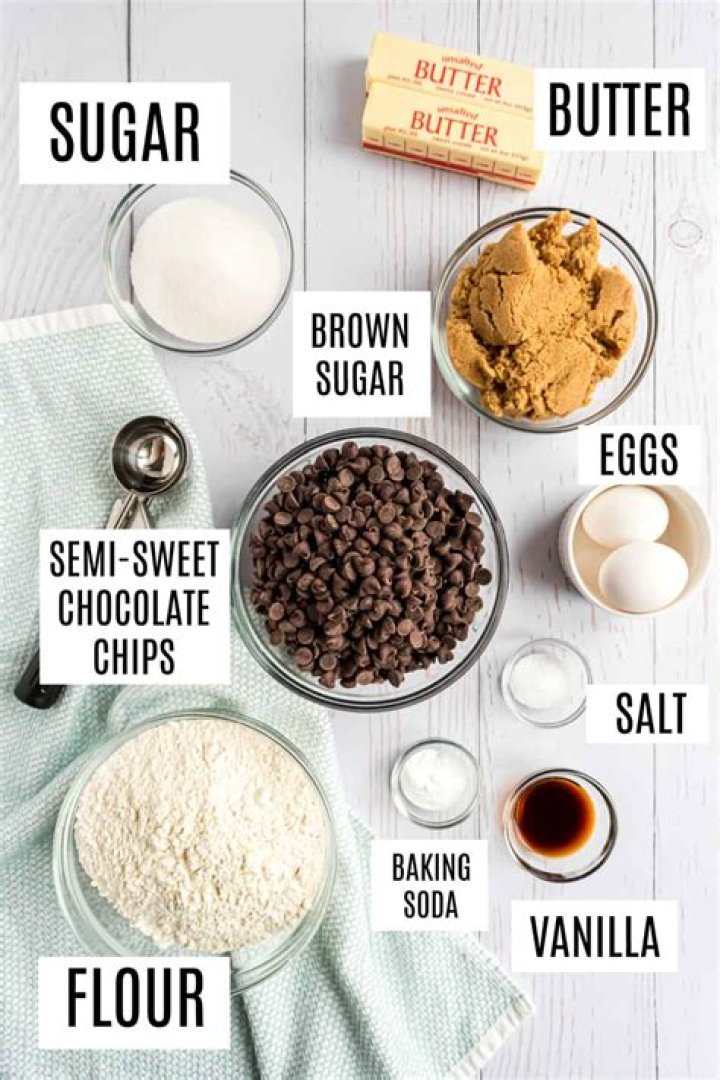 Ingredients for making chocolate cookies.